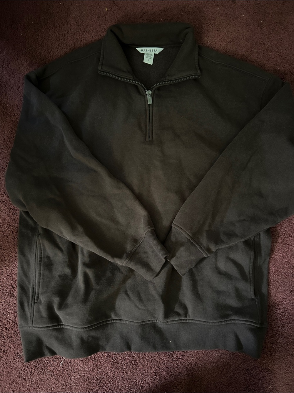 Athleta Men's Half-Zip Pullover Sweater in Dark Brown
